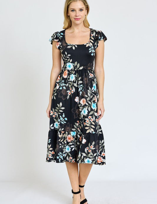 Women's Flutter Sleeve Ditsy Floral Sundress