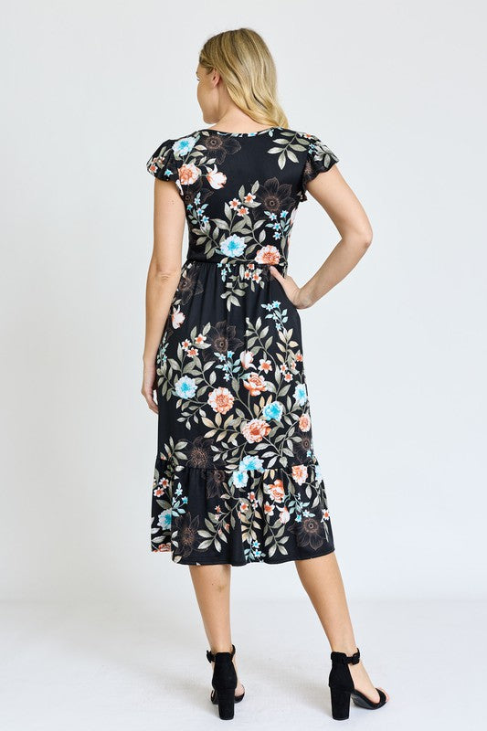 Women's Flutter Sleeve Ditsy Floral Sundress