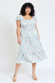 Women's Flutter Sleeve Ditsy Floral Sundress