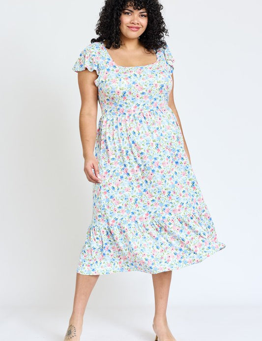 Women's Flutter Sleeve Ditsy Floral Sundress