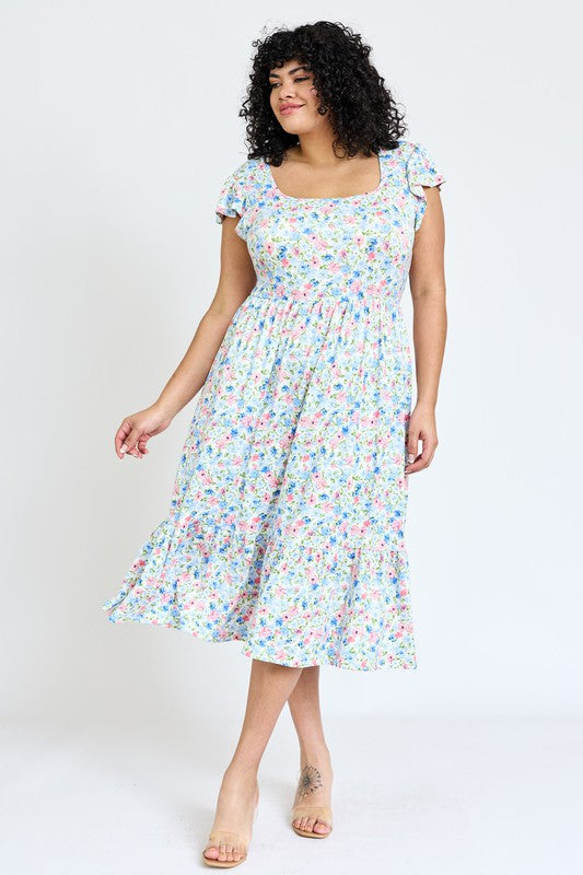 Women's Flutter Sleeve Ditsy Floral Sundress