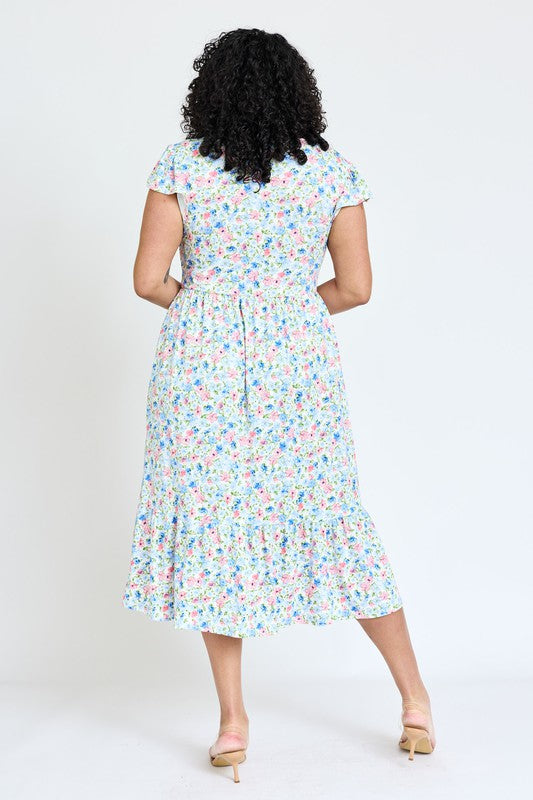 Women's Flutter Sleeve Ditsy Floral Sundress