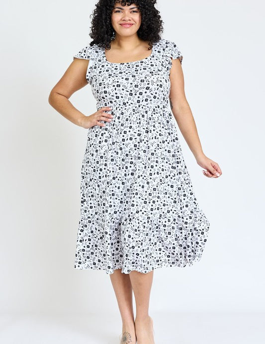 Women's Flutter Sleeve Ditsy Floral Sundress