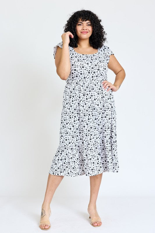 Women's Flutter Sleeve Ditsy Floral Sundress