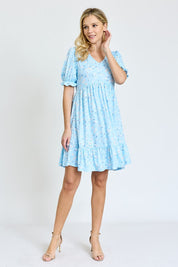 Women's Ruffle Floral V-Neck Midi Dress