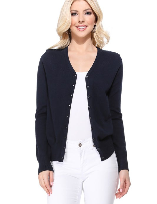 Women's V-Neck Button Down Knit Cardigan Sweater