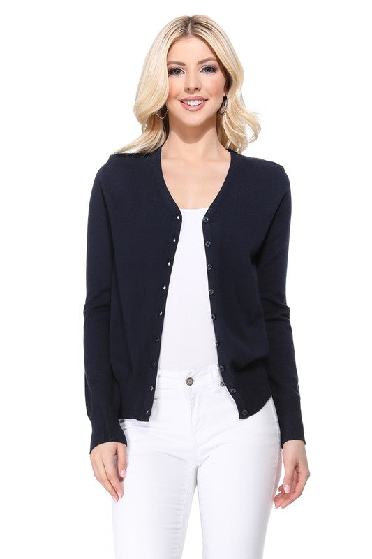 Women's Loose Fit V-Neck Button Down Knit Cardigan Sweater