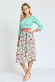 Lined Floral Band Midi Dress