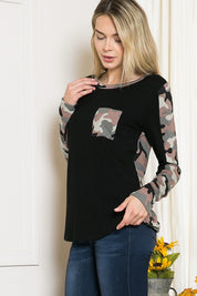 Women's Casual Camouflage Contrast Knit Sweater