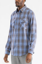 Men's Regular Fit Plaid Flannel Shirt with Chest Pockets