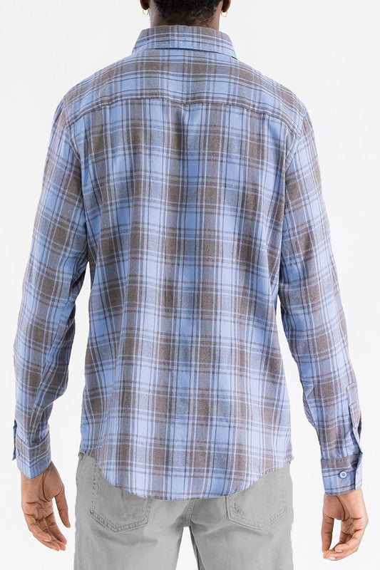 Men's Regular Fit Plaid Flannel Shirt with Chest Pockets