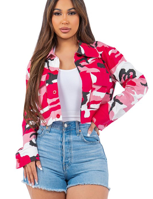 Women's Stylish Waist-Length Button-Up Jacket