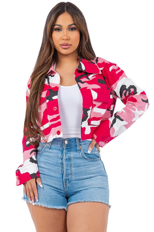 Women's Stylish Waist-Length Button-Up Jacket