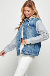 Women's Fleece-Lined Denim Jacket with Hood