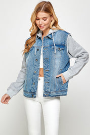 Women's Fleece-Lined Denim Jacket with Hood