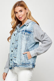 Women's Fleece-Lined Denim Jacket with Hood