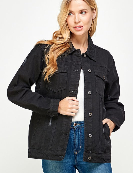 Women's Fleece-Lined Denim Jacket with Hood