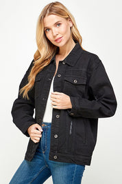 Women's Fleece-Lined Denim Jacket with Hood