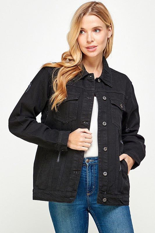 Women's Fleece-Lined Denim Jacket with Hood