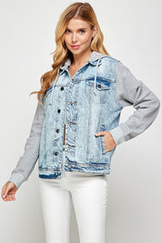 Women's Fleece-Lined Denim Jacket with Hood