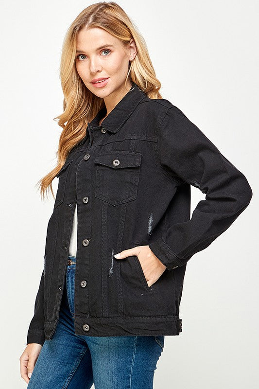 Women's Fleece-Lined Denim Jacket with Hood