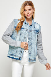 Women's Fleece-Lined Denim Jacket with Hood