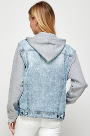 Women's Fleece-Lined Denim Jacket with Hood