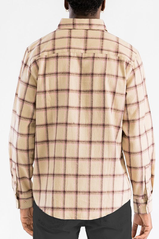 Men's Regular Fit Full Plaid Checkered Flannel Shirt