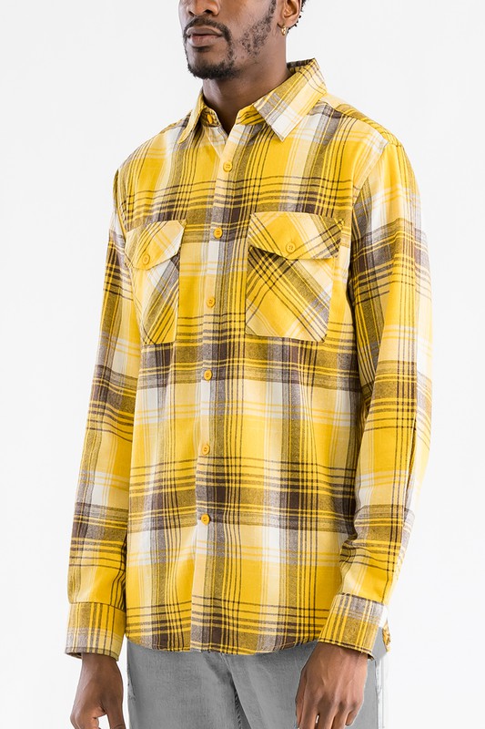 Men's Regular Fit Checkered Flannel Long Sleeve Shirt