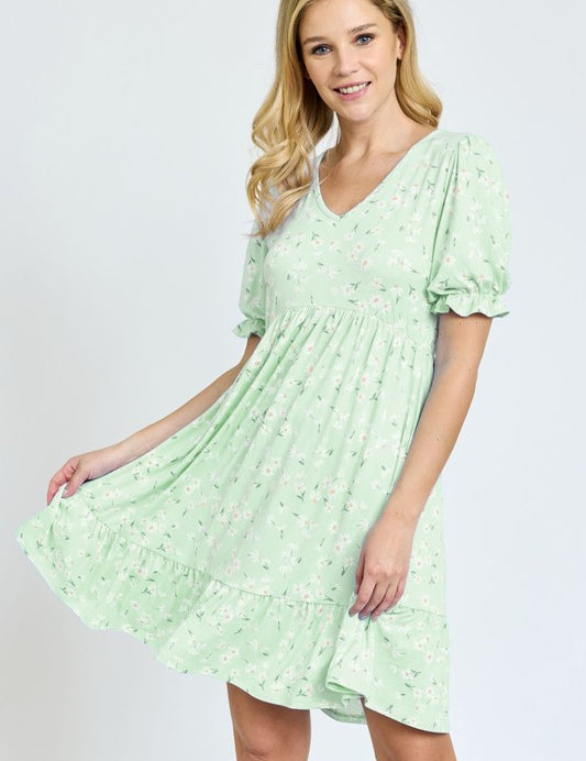 Women's Ruffle Floral V-Neck Midi Dress