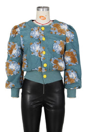 Women's Casual Woolen Jacket with 3D Flower Design