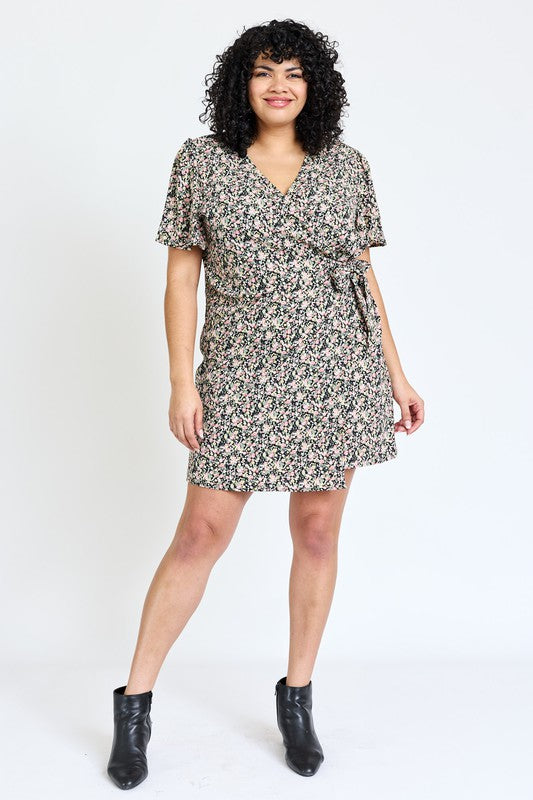 Women's Plus Ditsy Floral Wrap Dress