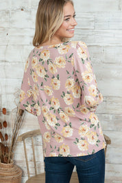 Women's Casual Floral Print Loose Fit Pullover Sweater