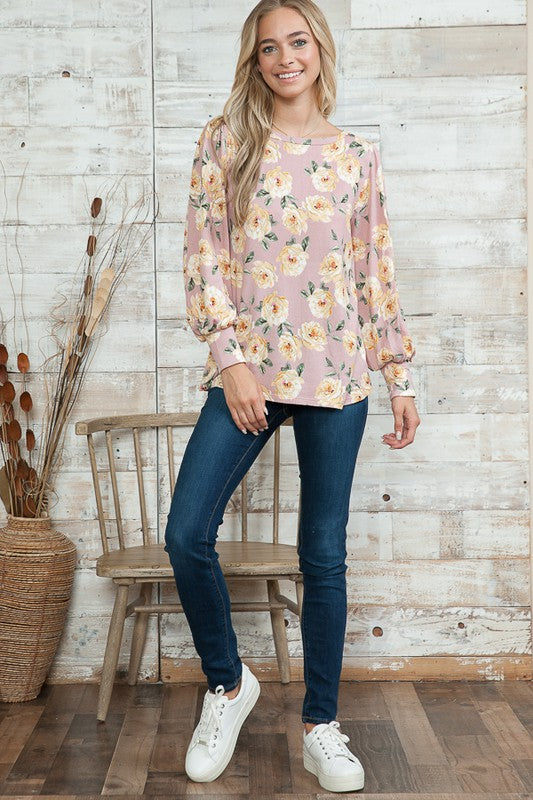 Women's Casual Floral Print Loose Fit Pullover Sweater