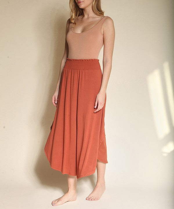 Women's Bamboo Maxi Skirt with Smocked Waist