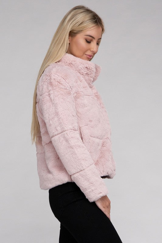 Women's Cozy Fluffy Zip-Up Jacket