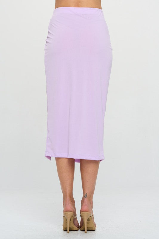 Made in USA Midi Skirt with Front Knot and Slit