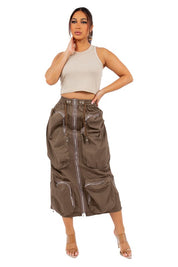 Women's Two-Way Long Maxi Skirt with Elastic Waist