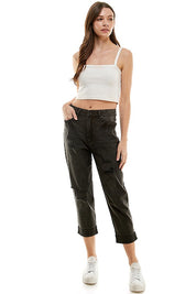 Women's Distressed High Rise Stretch Mom Jeans