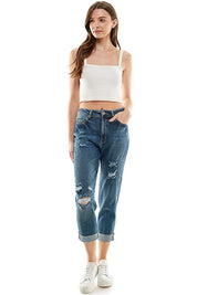 Women's Stretch Roll-Up Denim Pants