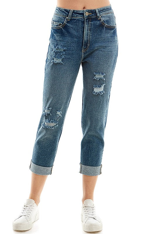 Women's Stretch Roll-Up Denim Pants