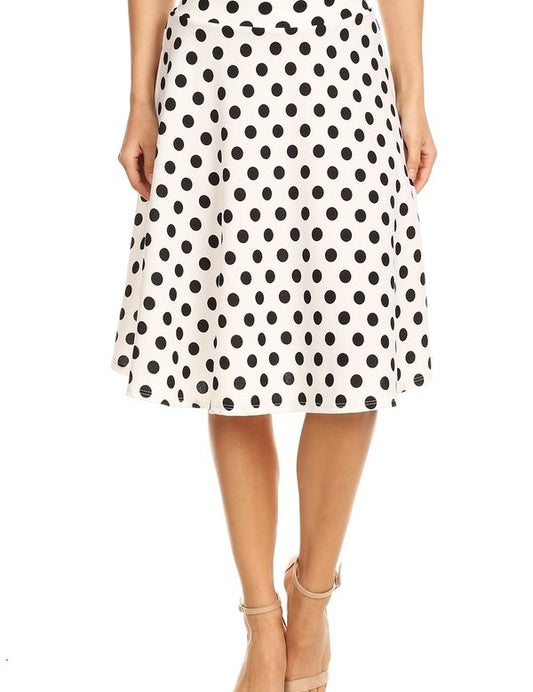 Polka dot print, knee length skirt