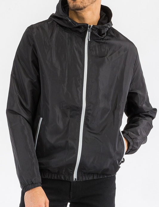 Men's Lightweight Waterproof Hooded Windbreaker Jacket