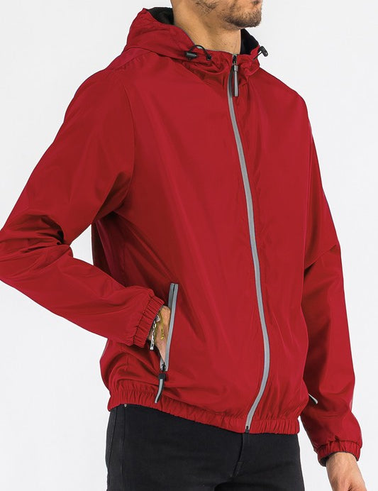 Men's Lightweight Waterproof Hooded Windbreaker Jacket