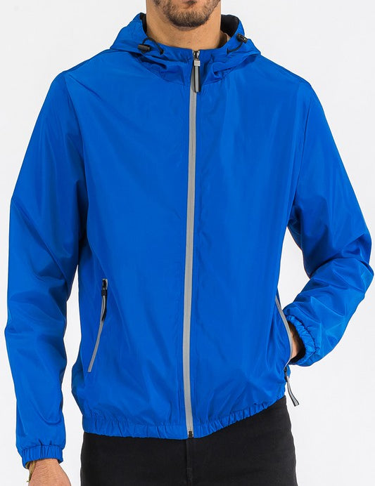 Men's Lightweight Waterproof Hooded Windbreaker Jacket