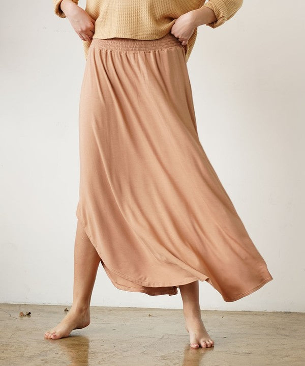 Women's Bamboo Maxi Skirt with Smocked Waist