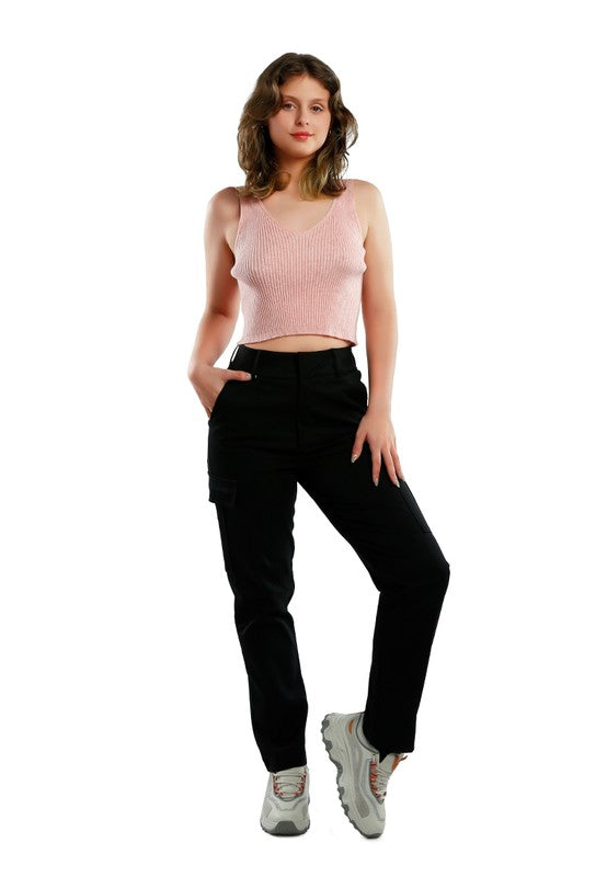 Women's High Waist Relaxed Fit Straight Pants