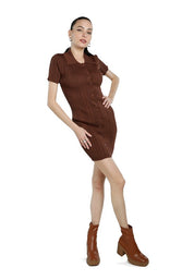 Women's Slim Fit Collared Bodycon Sweater Dress