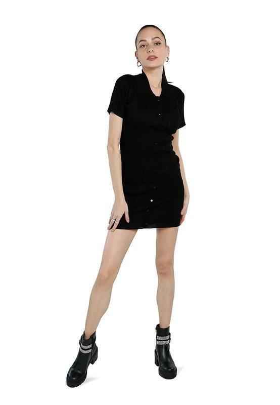 Women's Slim Fit Collared Bodycon Sweater Dress