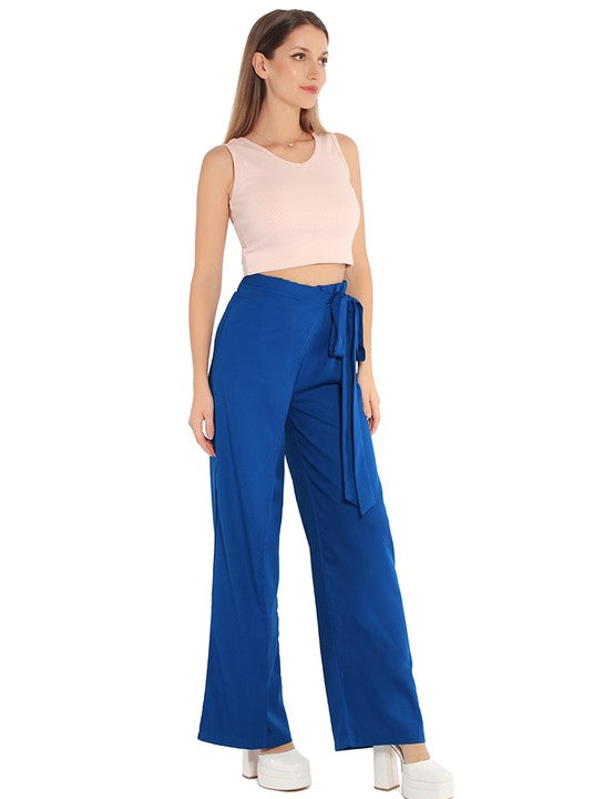 Belted Tie Wide Leg Pants